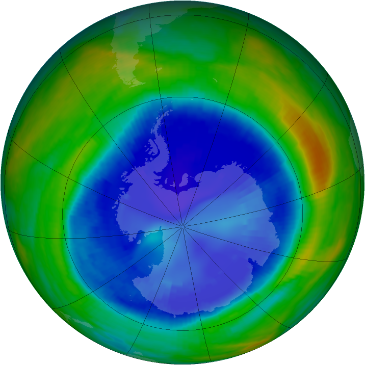 Antarctic ozone map for 31 August 1998